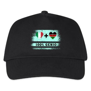 Italien und Kenia 100% geniale Flagge - Kinder Basecap - Schwarz - Vorne