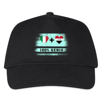 Italien und Irak 100% geniale Flagge - Kinder Basecap - Schwarz - Vorne
