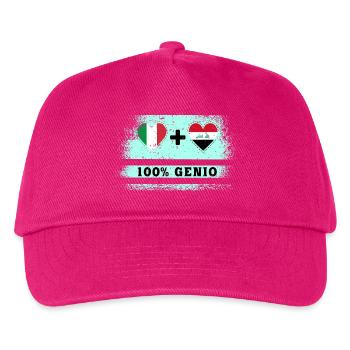 Italien und Irak 100% geniale Flagge - Kinder Basecap - Fuchsia - Vorne