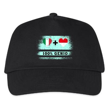 Italien und Indonesien 100% Flaggeningenieure - Kinder Basecap - Schwarz - Vorne