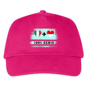 Italien und Indonesien 100% Flaggeningenieure - Kinder Basecap - Fuchsia - Vorne