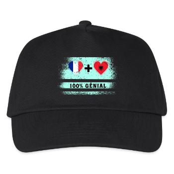 Flagge Frankreich und Albanien 100% genial - Kinder Basecap - Schwarz - Vorne