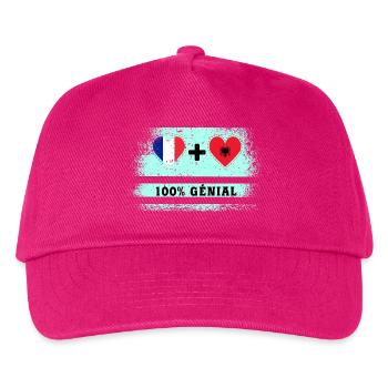 Flagge Frankreich und Albanien 100% genial - Kinder Basecap - Fuchsia - Vorne