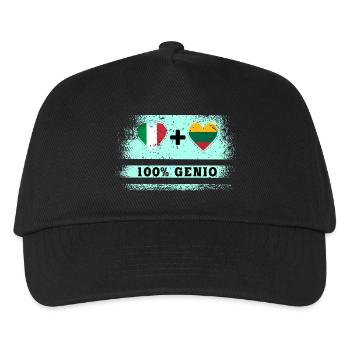 Italien und Litauen 100% geniale Flagge - Kinder Basecap - Schwarz - Vorne
