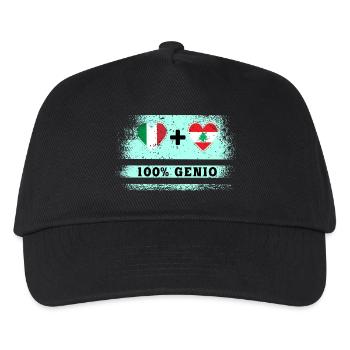 Italien und Libanon 100% geniale Flagge - Kinder Basecap - Schwarz - Vorne