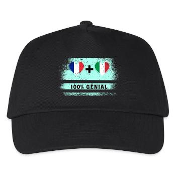 Drapeau France et Italie 100% génial - Casquette de baseball Enfant - noir - Devant