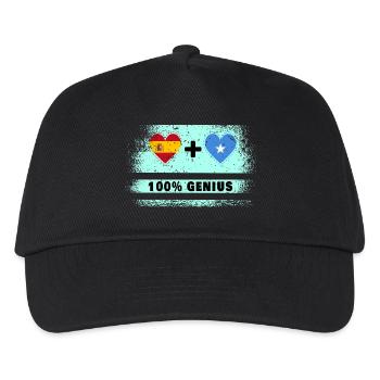 Spanien und Somalia Flagge 100% genial - Kinder Basecap - Schwarz - Vorne