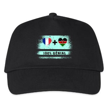 Hinweis Frankreich und Kenia 100% genial - Kinder Basecap - Schwarz - Vorne