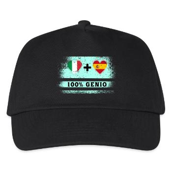 Italien und Spanien100% geniale Flagge - Kinder Basecap - Schwarz - Vorne