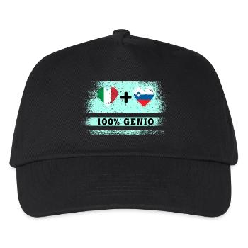 Italien und Slowenien 100% geniale Flagge - Kinder Basecap - Schwarz - Vorne