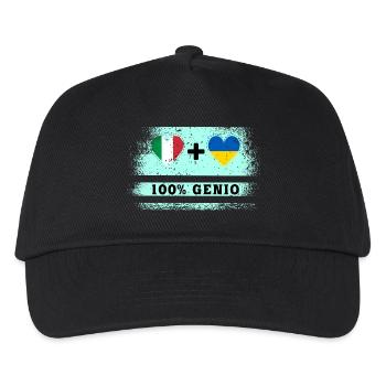 Italien und Ukraine 100% geniale Flagge - Kinder Basecap - Schwarz - Vorne