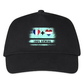 Hinweis Frankreich und Niederlande 100% genial - Kinder Basecap - Schwarz - Vorne