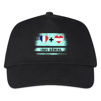 Frankreich und Österreich 100% tolle Flagge - Kinder Basecap - Schwarz - Vorne