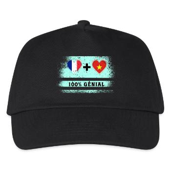 Flagge Frankreich und Vietnam 100% genial - Kinder Basecap - Schwarz - Vorne