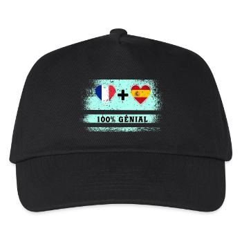 Drapeau France et Espagne 100% génial - Casquette de baseball Enfant - noir - Devant