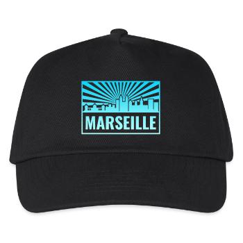 Marseille Skyline Sonnenstrahlen - Kinder Basecap - Schwarz - Vorne