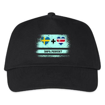 Costa Rica & Schweden 100% perfekt / Geschenk - Kinder Basecap - Schwarz - Vorne