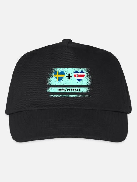 Costa Rica & Schweden 100% perfekt / Geschenk - Kinder Basecap - Schwarz