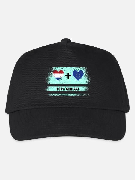 Europa und die Niederlande 100% Genius Flagge - Kinder Basecap - Schwarz