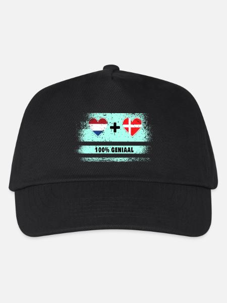 Dänemark und die Niederlande 100% Genius Flagge - Kinder Basecap - Schwarz