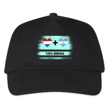 Argentinien und Niederlande 100% Genius Flagge - Kinder Basecap - Schwarz - Vorne