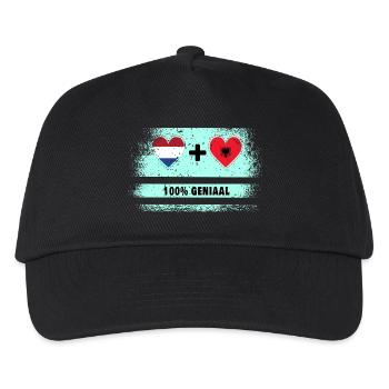 Niederlande und Albanien 100% Genius Flagge - Kinder Basecap - Schwarz - Vorne