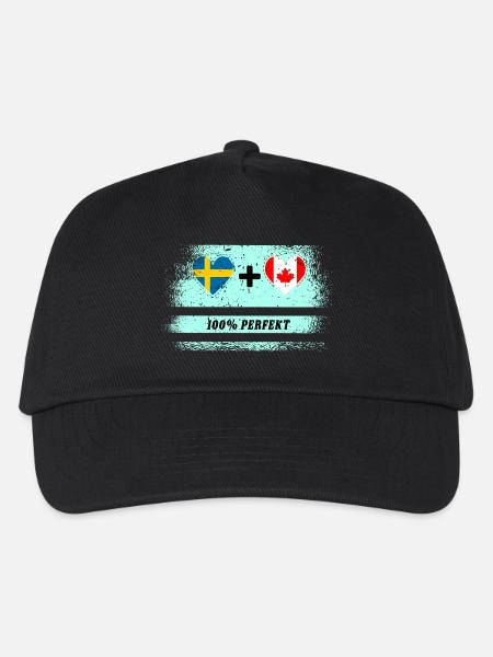 Kanada & Schweden 100% perfekt / Geschenk - Kinder Basecap - Schwarz