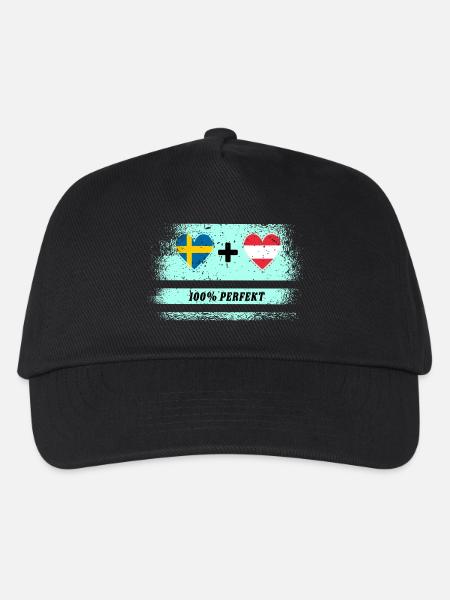 Österreich & Schweden 100% perfekt / Geschenk - Kinder Basecap - Schwarz