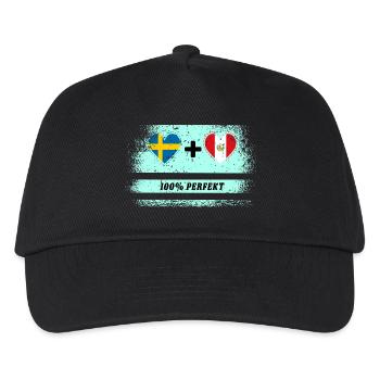 Peru & Schweden 100% perfekt / Geschenk - Kinder Basecap - Schwarz - Vorne