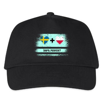 Polen und Schweden 100% perfekt / Geschenk - Kinder Basecap - Schwarz - Vorne