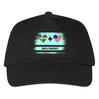 USA et Suède 100% parfait / cadeau - Casquette de baseball Enfant - noir - Devant