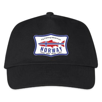 Norway Fly Fishing Adventure Lachs Angeln, Fliege - Kinder Basecap - Schwarz - Vorne