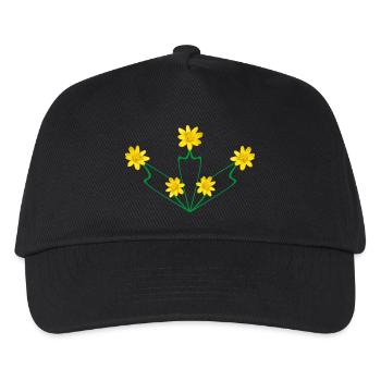 Art Nouveau Buttercup Crest – Symmetrical Floral - Kids’ Baseball Cap - black - Front