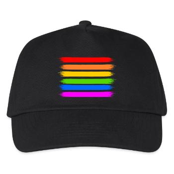 Regenbogen Regenbogenfahne - Kinder Basecap - Schwarz - Vorne