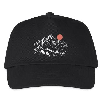 Schneebedeckte Gipfel unter roter Sonne - Kinder Basecap - Schwarz - Vorne