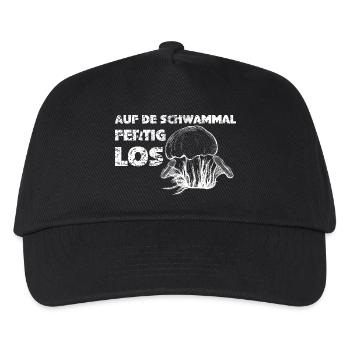 auf de Schwammal fertig los - auf die Pilze fertig - Kinder Basecap - Schwarz - Vorne