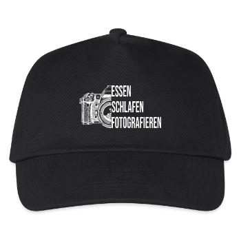 Essen - Schlafen - Fotografieren - Kinder Basecap - Schwarz - Vorne