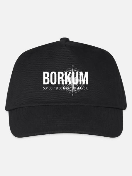 Koordinaten Borkum - Kinder Basecap - Schwarz
