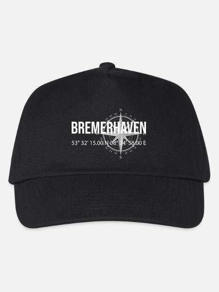 Koordinaten Bremerhaven - Kinder Basecap - Schwarz