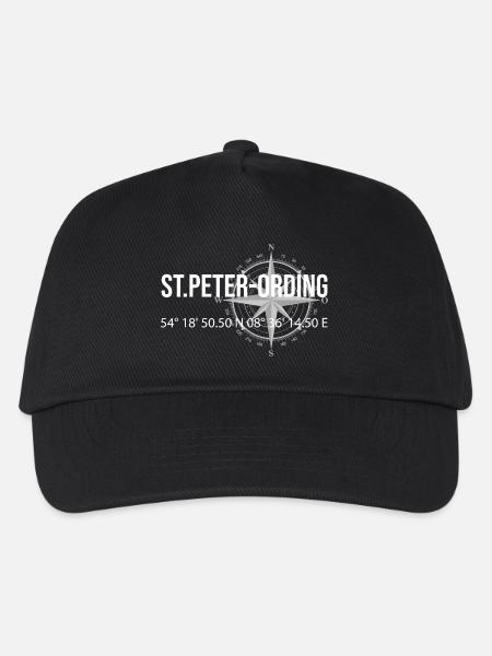 Koordinaten St Peter Ording - Kinder Basecap - Schwarz