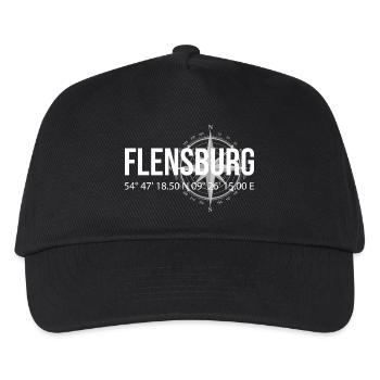 Koordinaten Flensburg - Kinder Basecap - Schwarz - Vorne