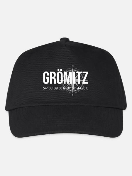 Koordinaten Grömitz - Kinder Basecap - Schwarz