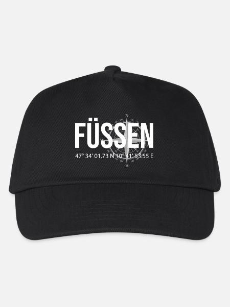 Koordinaten Füssen - Kinder Basecap - Schwarz