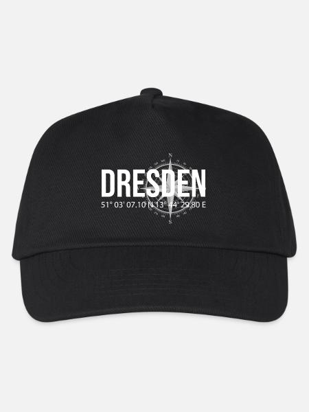Koordinaten Dresden - Kinder Basecap - Schwarz
