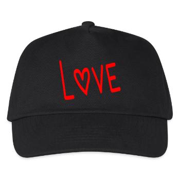 HERZ. HERZ. VALENTINSTAG. LIEBE. LIEBE. PAAR. - Kinder Basecap - Schwarz - Vorne