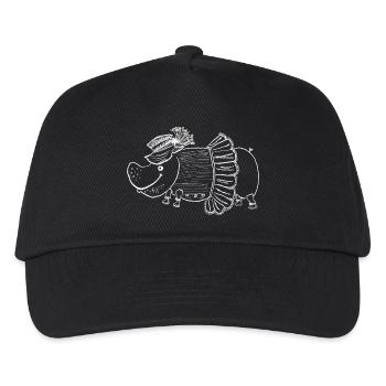Nilpferddame mit Hut und Kleid - Kinder Basecap - Schwarz - Vorne