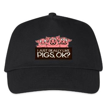 I Just Really Like Pigs, OK Funny Cute Pig Lover - Kids’ Baseball Cap - black - Front