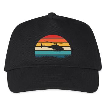 Helikopter Pilot Retro Geschenk - Kinder Basecap - Schwarz - Vorne