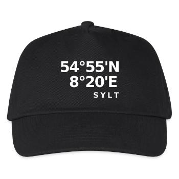 Sylt Koordinaten - Kinder Basecap - Schwarz - Vorne