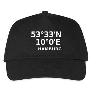 Hamburg Koordinaten - Kinder Basecap - Schwarz - Vorne